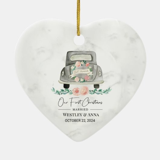 Gepersonaliseerde eerste kerst getrouwde Ornament (Achterkant)