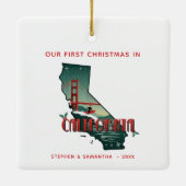 Gepersonaliseerde eerste kerst in de staat Califor Keramisch Ornament (Achterkant)