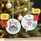 Gepersonaliseerde eerste kerst in een nieuw huis keramisch ornament
