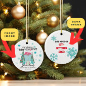 Gepersonaliseerde eerste kerst in een nieuw huis keramisch ornament