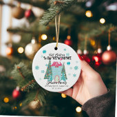 Gepersonaliseerde eerste kerst in een nieuw huis keramisch ornament