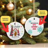 Gepersonaliseerde eerste kerst in een nieuw huis keramisch ornament