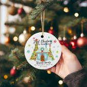 Gepersonaliseerde eerste kerst in een nieuw huis keramisch ornament