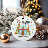 Gepersonaliseerde eerste kerst in een nieuw huis keramisch ornament