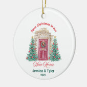 Gepersonaliseerde eerste kerst in nieuw huis keramisch ornament (Links)