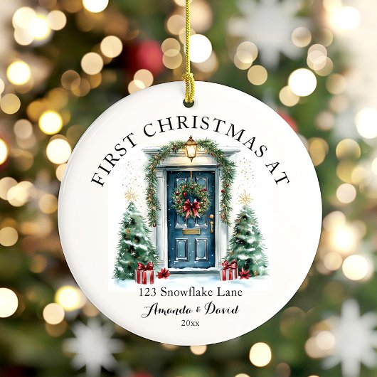 Gepersonaliseerde eerste kerst in ons nieuwe huis keramisch ornament