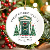Gepersonaliseerde eerste kerst in ons nieuwe huis keramisch ornament