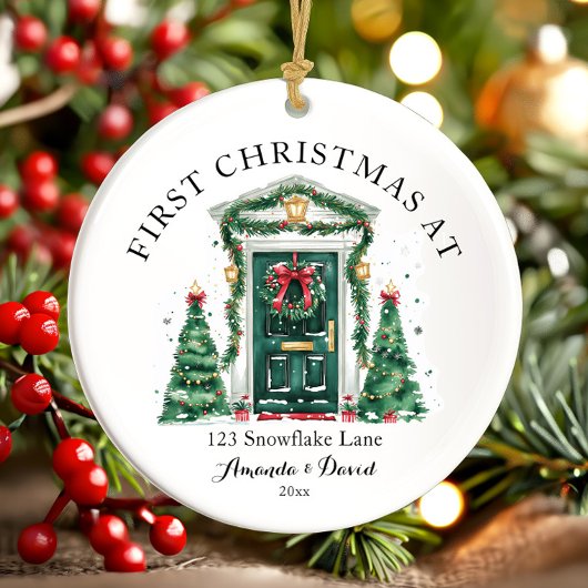 Gepersonaliseerde eerste kerst in ons nieuwe huis keramisch ornament