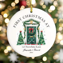 Gepersonaliseerde eerste kerst in ons nieuwe huis keramisch ornament