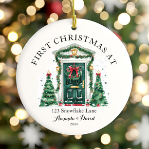 Gepersonaliseerde eerste kerst in ons nieuwe huis keramisch ornament
