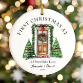 Gepersonaliseerde eerste kerst in ons nieuwe huis keramisch ornament