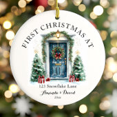 Gepersonaliseerde eerste kerst in ons nieuwe huis keramisch ornament