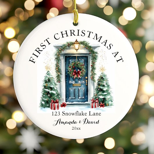Gepersonaliseerde eerste kerst in ons nieuwe huis keramisch ornament