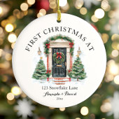 Gepersonaliseerde eerste kerst in ons nieuwe huis keramisch ornament