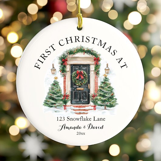 Gepersonaliseerde eerste kerst in ons nieuwe huis keramisch ornament