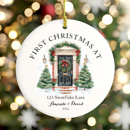 Gepersonaliseerde eerste kerst in ons nieuwe huis keramisch ornament