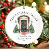 Gepersonaliseerde eerste kerst in ons nieuwe huis keramisch ornament