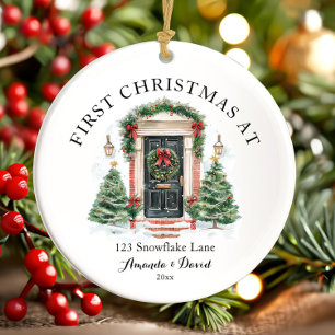 Gepersonaliseerde eerste kerst in ons nieuwe huis keramisch ornament