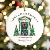 Gepersonaliseerde eerste kerst in ons nieuwe huis keramisch ornament