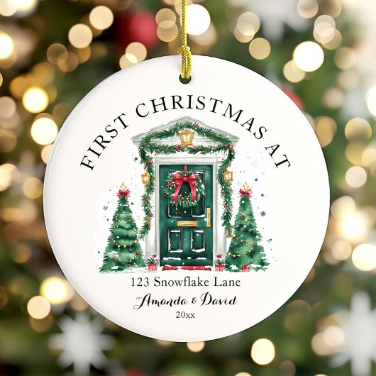 Gepersonaliseerde eerste kerst in ons nieuwe huis keramisch ornament