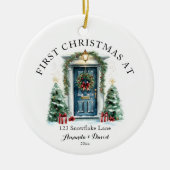 Gepersonaliseerde eerste kerst in ons nieuwe huis keramisch ornament (Voorkant)