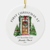 Gepersonaliseerde eerste kerst in ons nieuwe huis keramisch ornament (Voorkant)