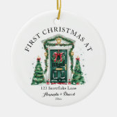 Gepersonaliseerde eerste kerst in ons nieuwe huis keramisch ornament (Voorkant)