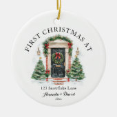 Gepersonaliseerde eerste kerst in ons nieuwe huis keramisch ornament (Voorkant)