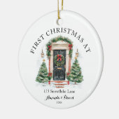 Gepersonaliseerde eerste kerst in ons nieuwe huis keramisch ornament (Links)