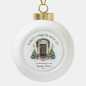 Gepersonaliseerde eerste kerst in ons nieuwe huis keramische bal ornament (Voorkant)