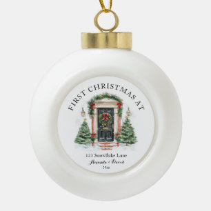 Gepersonaliseerde eerste kerst in ons nieuwe huis keramische bal ornament