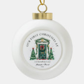 Gepersonaliseerde eerste kerst in ons nieuwe huis keramische bal ornament (Voorkant)