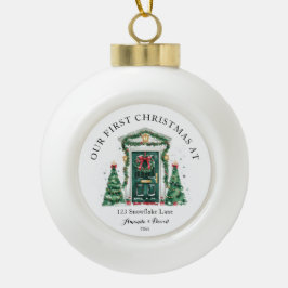 Gepersonaliseerde eerste kerst in ons nieuwe huis keramische bal ornament