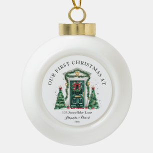 Gepersonaliseerde eerste kerst in ons nieuwe huis keramische bal ornament