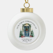 Gepersonaliseerde eerste kerst in ons nieuwe huis keramische bal ornament (Voorkant)