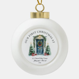 Gepersonaliseerde eerste kerst in ons nieuwe huis keramische bal ornament