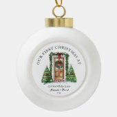 Gepersonaliseerde eerste kerst in ons nieuwe huis keramische bal ornament (Voorkant)