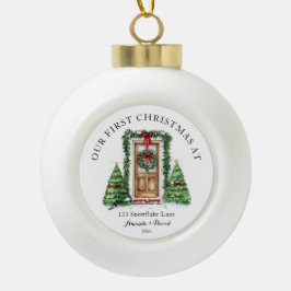 Gepersonaliseerde eerste kerst in ons nieuwe huis keramische bal ornament