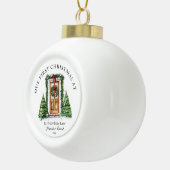 Gepersonaliseerde eerste kerst in ons nieuwe huis keramische bal ornament (Rechts)