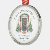 Gepersonaliseerde eerste kerst in ons nieuwe huis metalen ornament (Links)