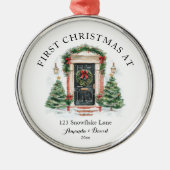 Gepersonaliseerde eerste kerst in ons nieuwe huis metalen ornament (Voorkant)