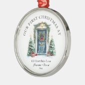 Gepersonaliseerde eerste kerst in ons nieuwe huis metalen ornament (Links)