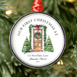 Gepersonaliseerde eerste kerst in ons nieuwe huis metalen ornament