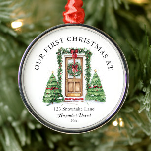 Gepersonaliseerde eerste kerst in ons nieuwe huis metalen ornament