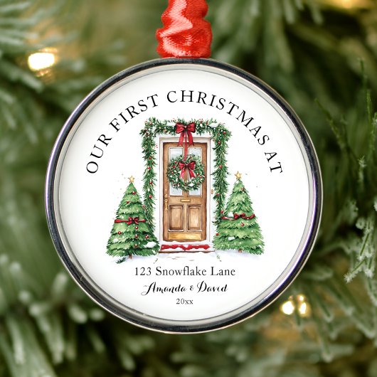 Gepersonaliseerde eerste kerst in ons nieuwe huis metalen ornament