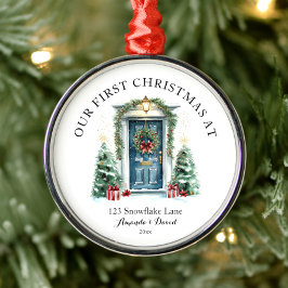 Gepersonaliseerde eerste kerst in ons nieuwe huis metalen ornament