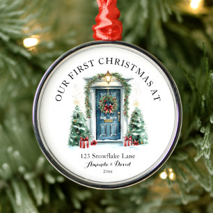Gepersonaliseerde eerste kerst in ons nieuwe huis metalen ornament