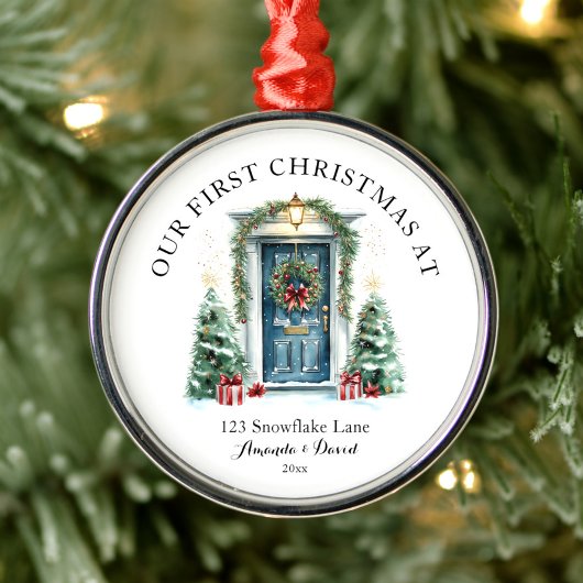 Gepersonaliseerde eerste kerst in ons nieuwe huis metalen ornament