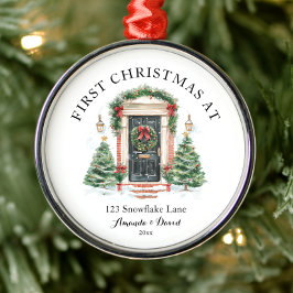 Gepersonaliseerde eerste kerst in ons nieuwe huis metalen ornament