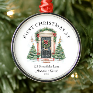 Gepersonaliseerde eerste kerst in ons nieuwe huis metalen ornament